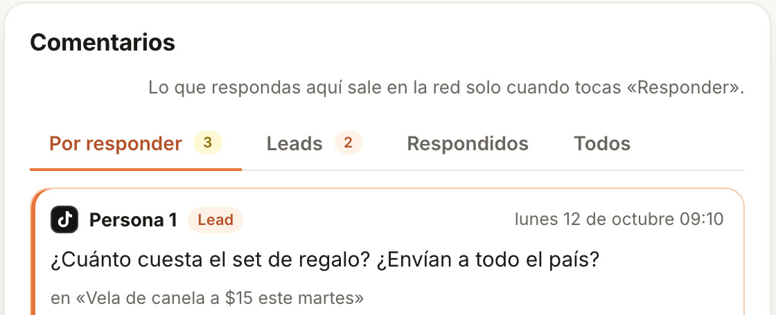 Comentarios de tus redes por responder
