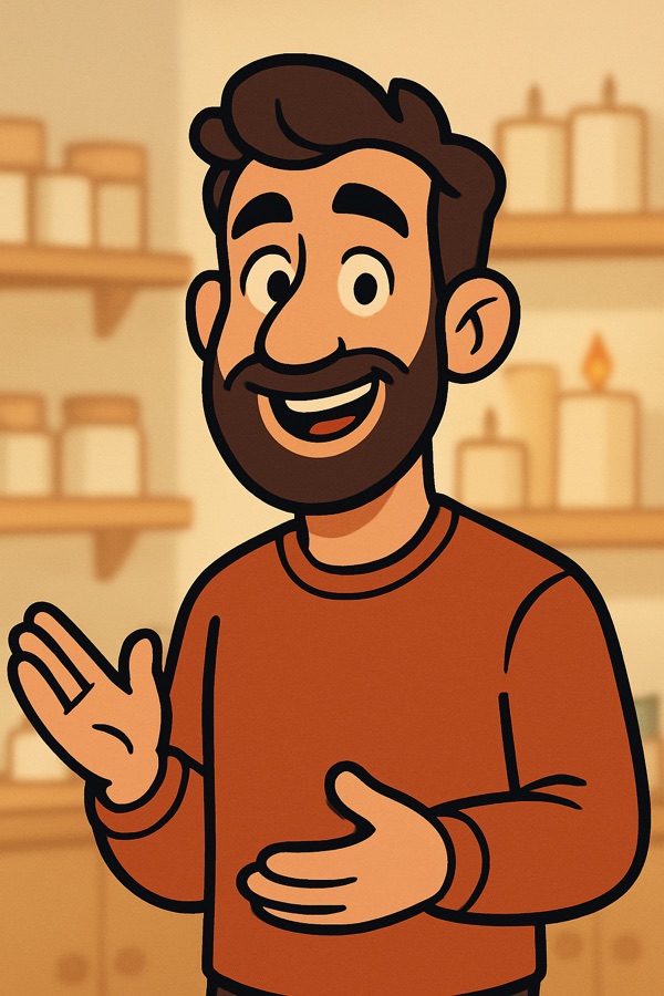 Presentador en estilo caricatura